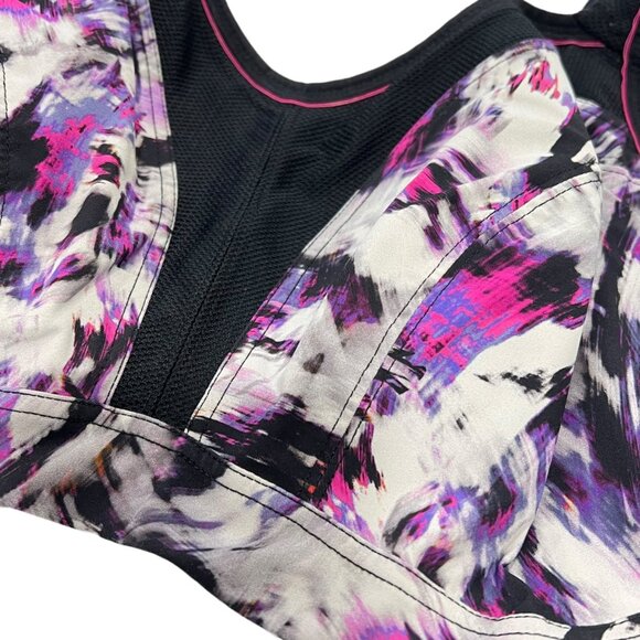 Panache Sports Bra Women's 40DD Racerback Pink/Purple Abstract Print - Picture 3 of 4